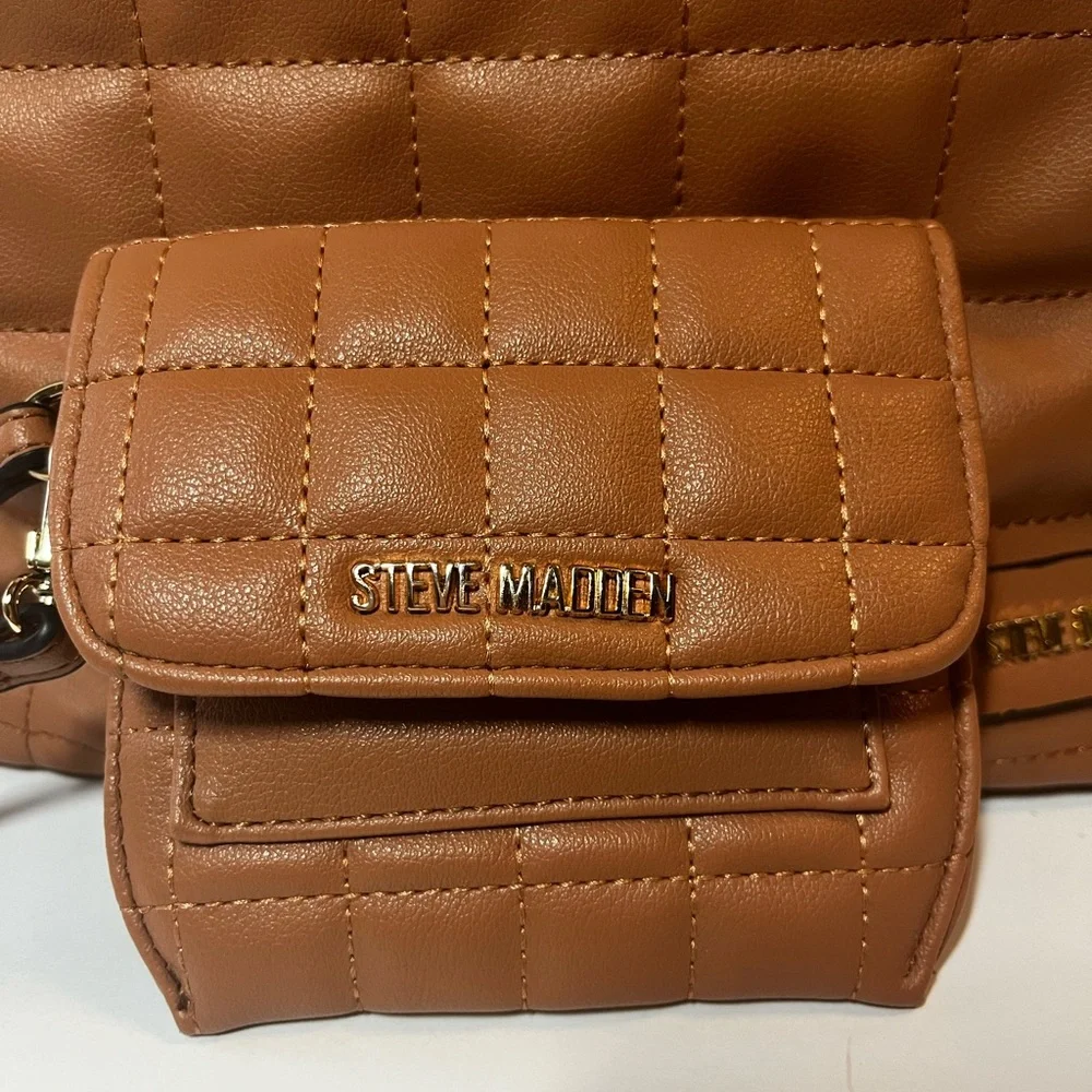 Steve Madden quilted faux leather backpack and wallet